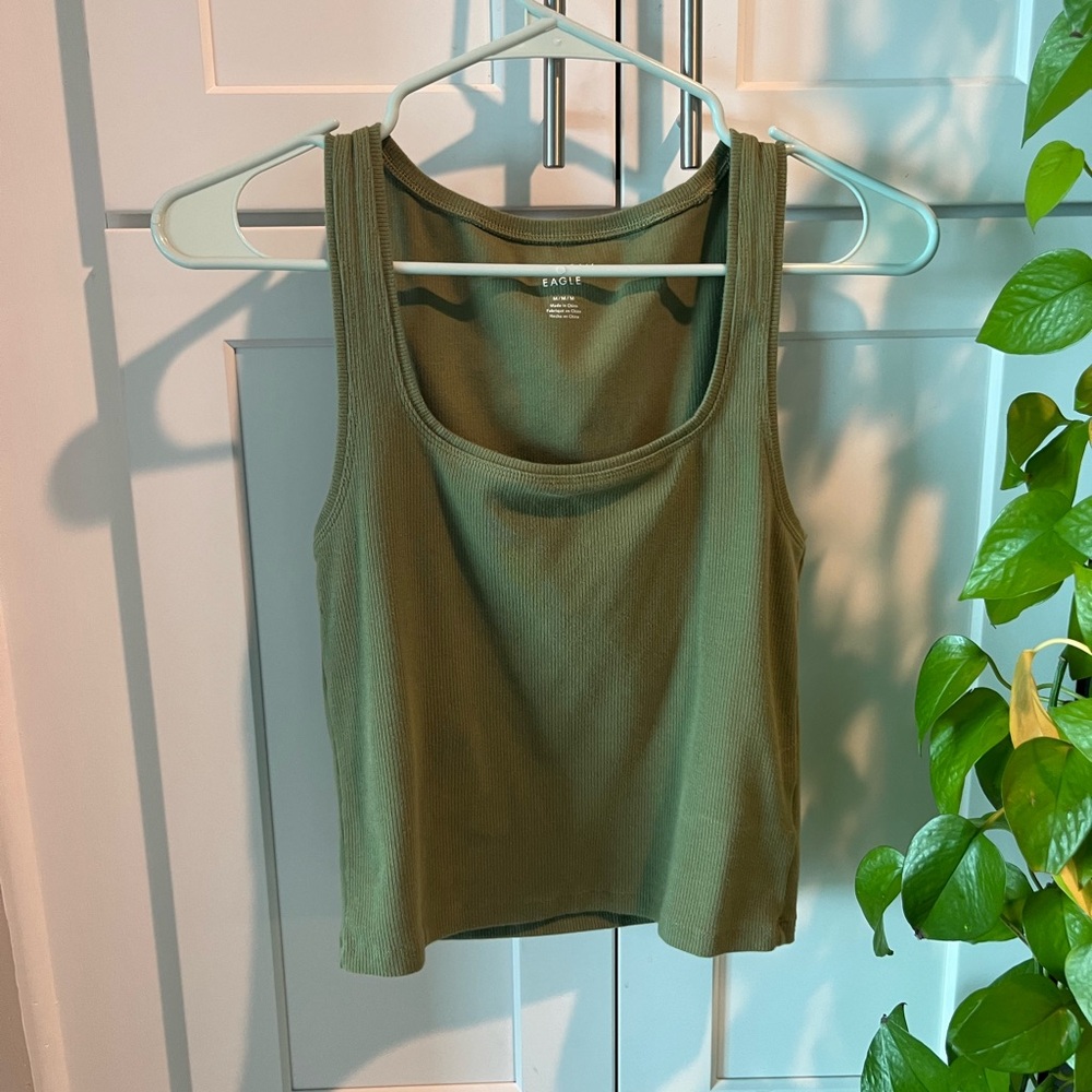 American Eagle Outfitters Aerie Olive Ribbed Tank Top size medium